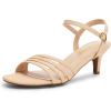 DREAM PAIRS Women’s Kitten Heels Open Round Toe Comfortable Strappy Heels for Dressy Wedding Party Evening Sandals(Nude-nubuck)