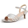 DREAM PAIRS Women’s Kitten Heels Open Round Toe Comfortable Strappy Heels for Dressy Wedding Party Evening Sandals(Silver-glitter)