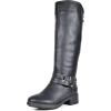 DREAM PAIRS Women’s Knee High Boots, Buckle Riding Boots(Black-u)