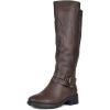 DREAM PAIRS Women’s Knee High Boots, Buckle Riding Boots(Brown)