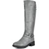 DREAM PAIRS Women’s Knee High Boots, Buckle Riding Boots(Grey)