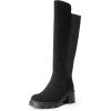 DREAM PAIRS Women’s Knee High Boots, Comfortable Platform Round Toe Stretch Boots for Women(Black-suede)