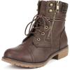 DREAM PAIRS Women’s Lace Up Combat boots Ankle Booties(Brown)