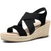 DREAM PAIRS Womens Platform Espadrilles Wedge Sandals, Slip on Elastic Ankle Strap Sandals for Women Casual Dressy Summer(Black-nubuck)
