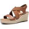 DREAM PAIRS Womens Platform Espadrilles Wedge Sandals, Slip on Elastic Ankle Strap Sandals for Women Casual Dressy Summer(Camel-pu)