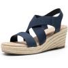DREAM PAIRS Womens Platform Espadrilles Wedge Sandals, Slip on Elastic Ankle Strap Sandals for Women Casual Dressy Summer(Navy-nubuck)