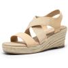 DREAM PAIRS Womens Platform Espadrilles Wedge Sandals, Slip on Elastic Ankle Strap Sandals for Women Casual Dressy Summer(Nude-nubuck)
