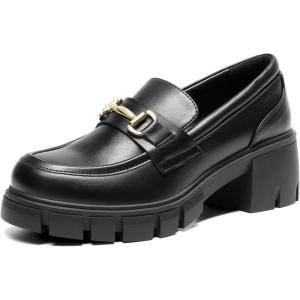 DREAM PAIRS Loafers for Women Platform Chunky Loafers Slip On Casual Shoes(Black)