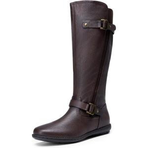 DREAM PAIRS Women’s Faux Fur-Lined Knee High Winter Boots Fall Tall Boots(Trace-wide-calf-brown)