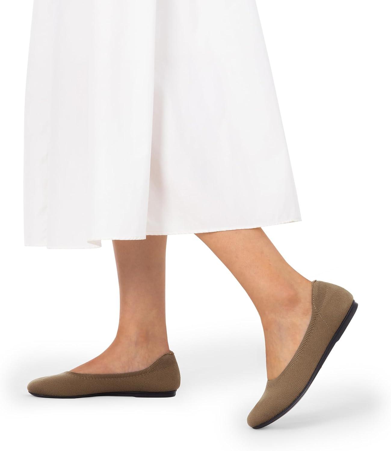 imageDREAM PAIRS Ballet Flats Shoes for Women Foldable Knit Womens Flats with Arch Support Comfortable Shoes for Women Dressy Casual Work OfficeBrown