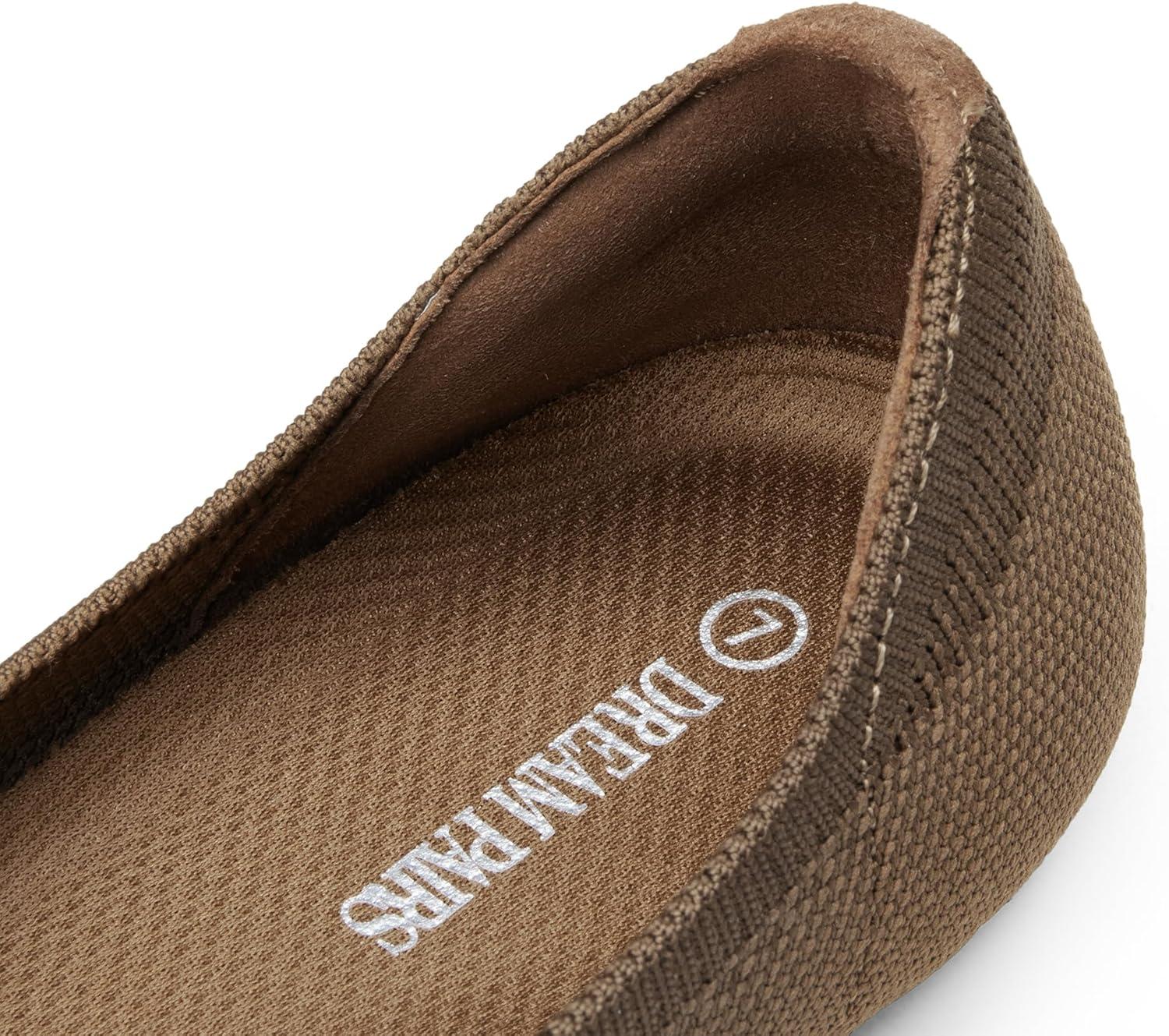 imageDREAM PAIRS Ballet Flats Shoes for Women Foldable Knit Womens Flats with Arch Support Comfortable Shoes for Women Dressy Casual Work OfficeBrown