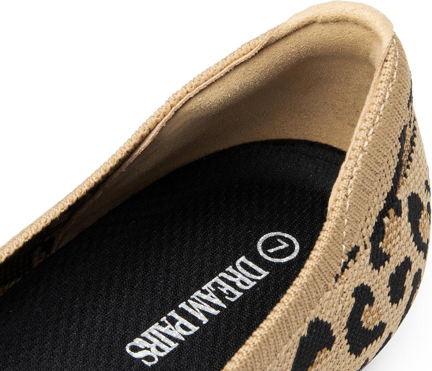 imageDREAM PAIRS Ballet Flats Shoes for Women Foldable Knit Womens Flats with Arch Support Comfortable Shoes for Women Dressy Casual Work OfficeLeopard