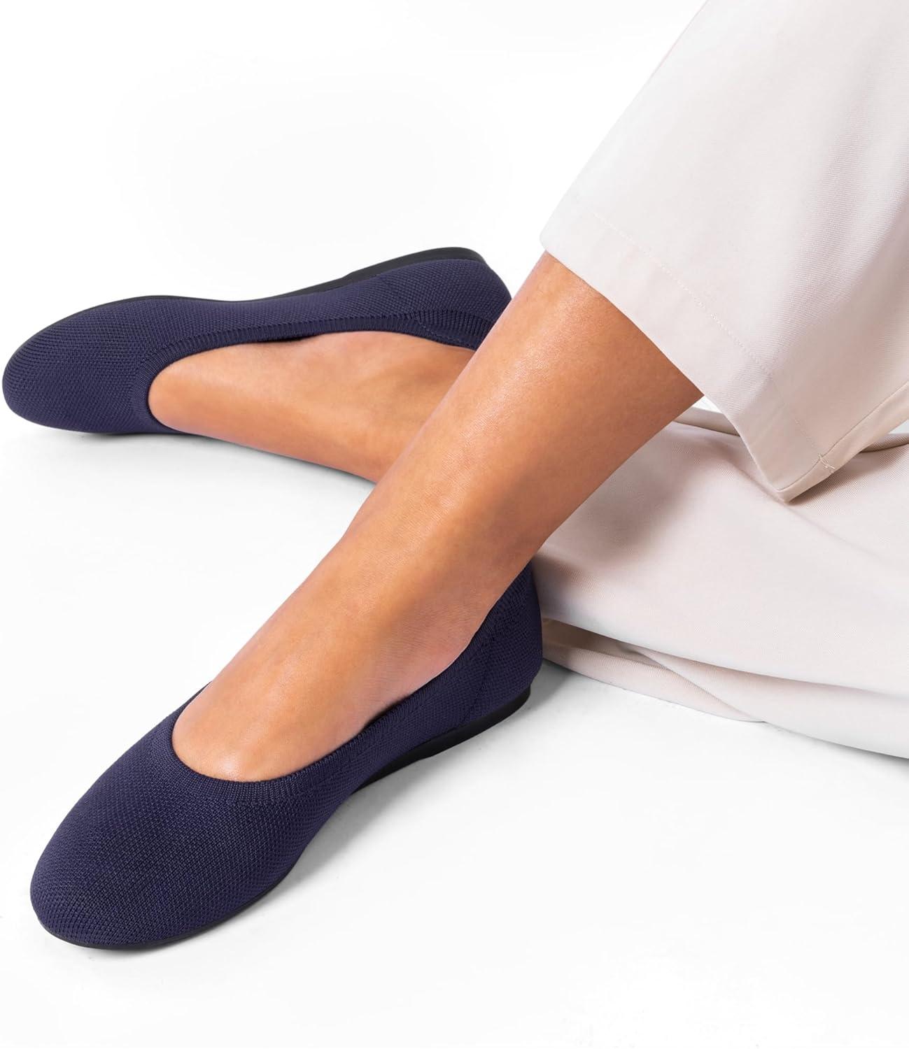 imageDREAM PAIRS Ballet Flats Shoes for Women Foldable Knit Womens Flats with Arch Support Comfortable Shoes for Women Dressy Casual Work OfficeNavy
