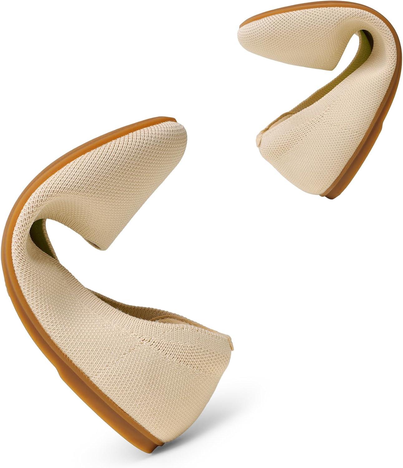 imageDREAM PAIRS Ballet Flats Shoes for Women Foldable Knit Womens Flats with Arch Support Comfortable Shoes for Women Dressy Casual Work OfficeNude