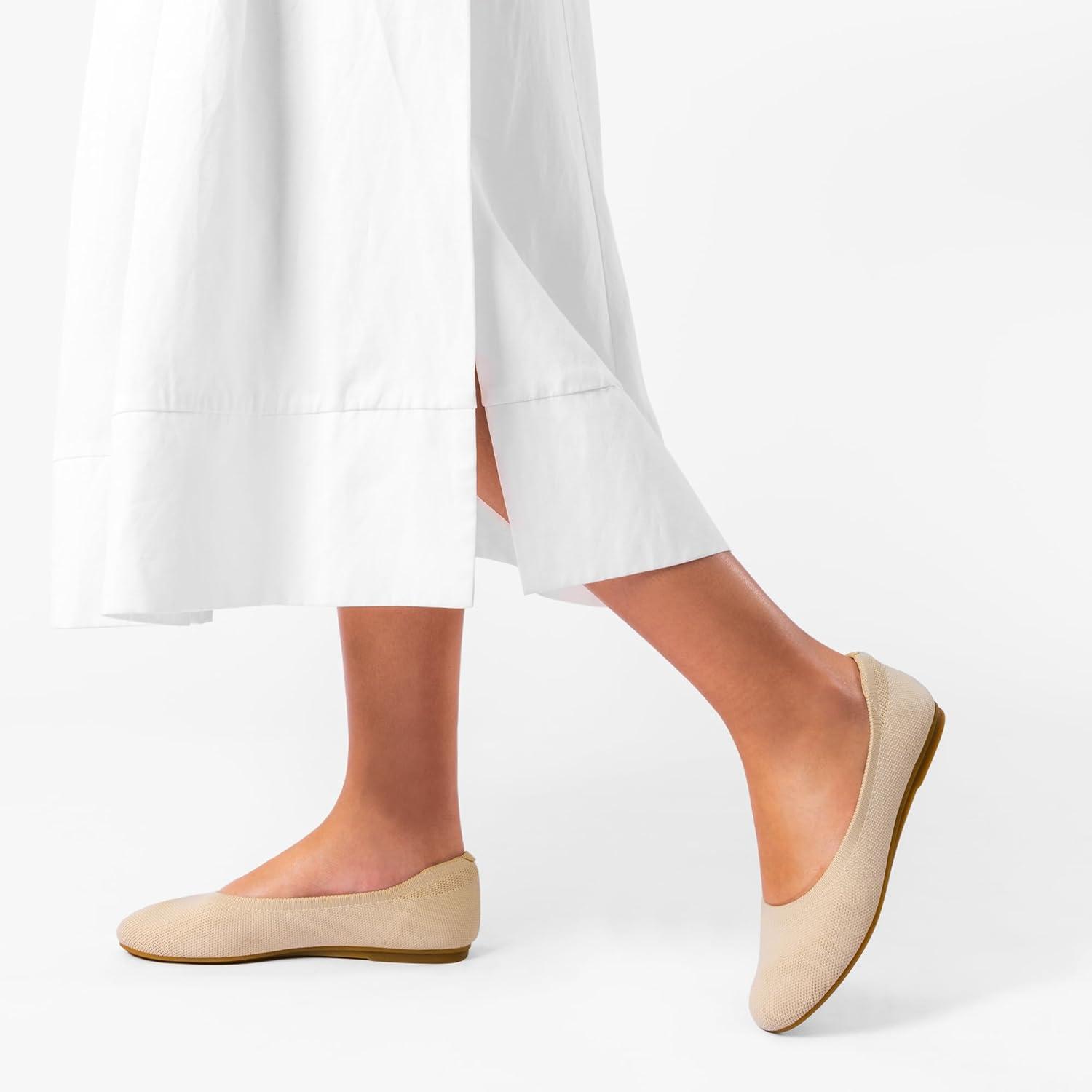 imageDREAM PAIRS Ballet Flats Shoes for Women Foldable Knit Womens Flats with Arch Support Comfortable Shoes for Women Dressy Casual Work OfficeNude