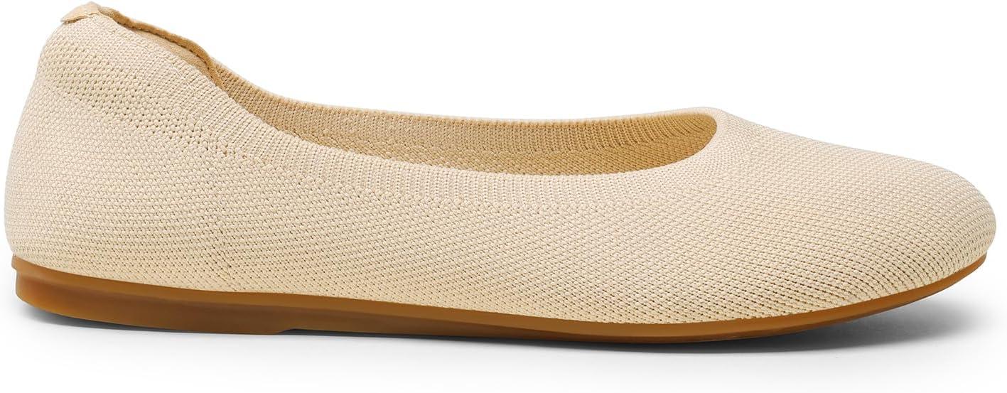imageDREAM PAIRS Ballet Flats Shoes for Women Foldable Knit Womens Flats with Arch Support Comfortable Shoes for Women Dressy Casual Work OfficeNude