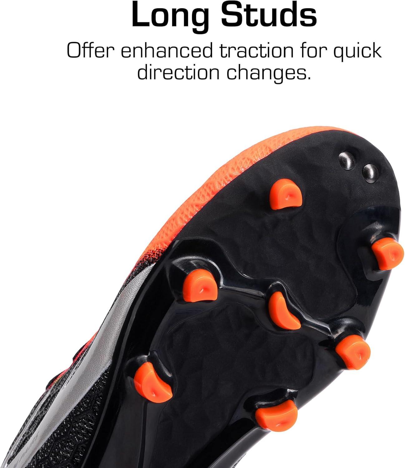 imageDREAM PAIRS Girls Boys Soccer Cleats Kids Firm Groud Football Toddler Youth Athletic Outdoor Training Shoes for LittleBig KidBlackOrange