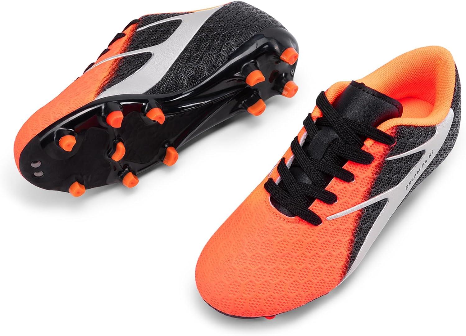 imageDREAM PAIRS Girls Boys Soccer Cleats Kids Firm Groud Football Toddler Youth Athletic Outdoor Training Shoes for LittleBig KidBlackOrange