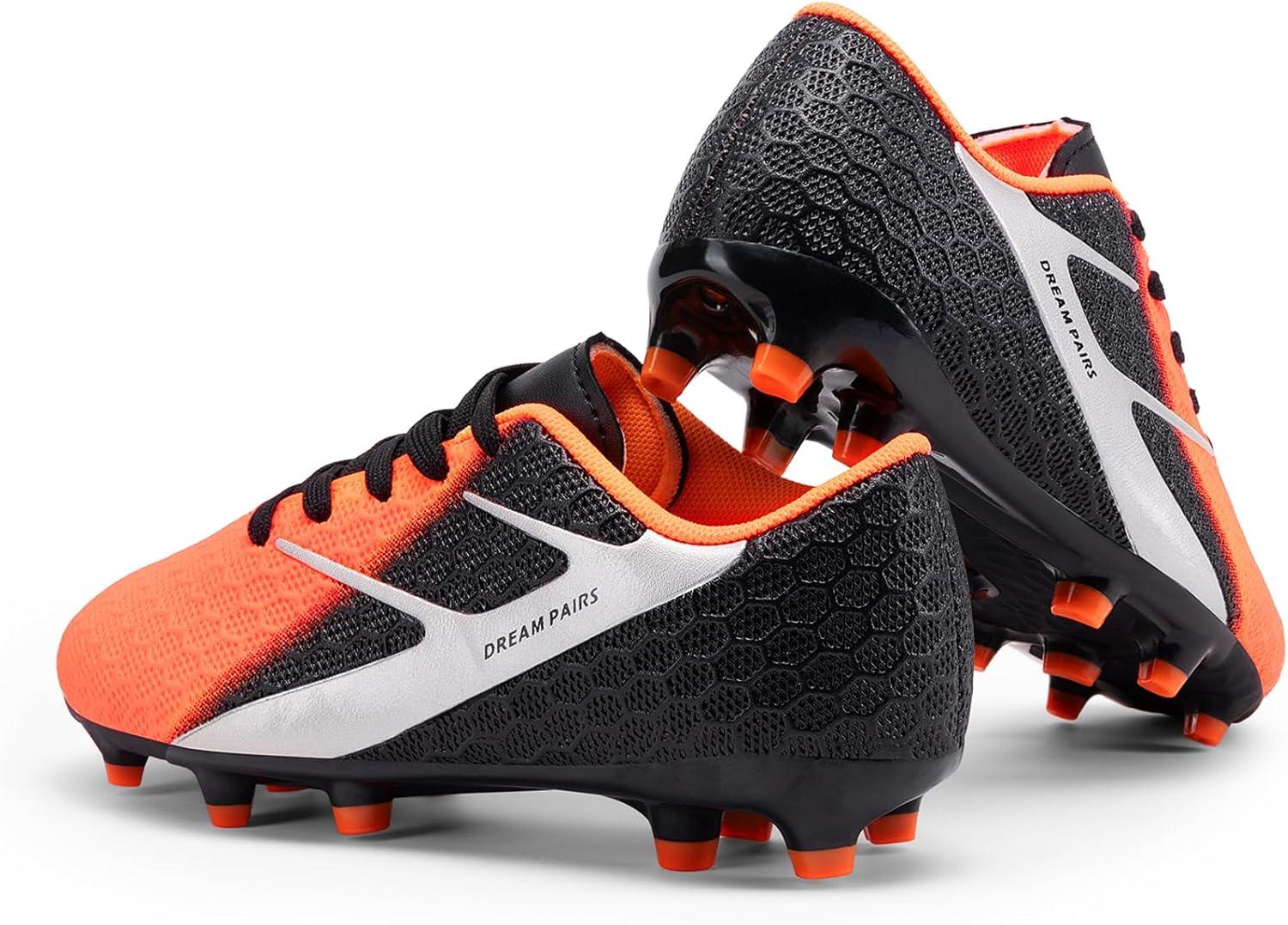imageDREAM PAIRS Girls Boys Soccer Cleats Kids Firm Groud Football Toddler Youth Athletic Outdoor Training Shoes for LittleBig KidBlackOrange