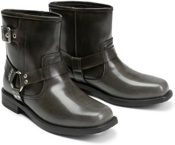 imageDREAM PAIRS Girls Combat Boots with Side Zipper Ankle Booties ShoesDark Grey