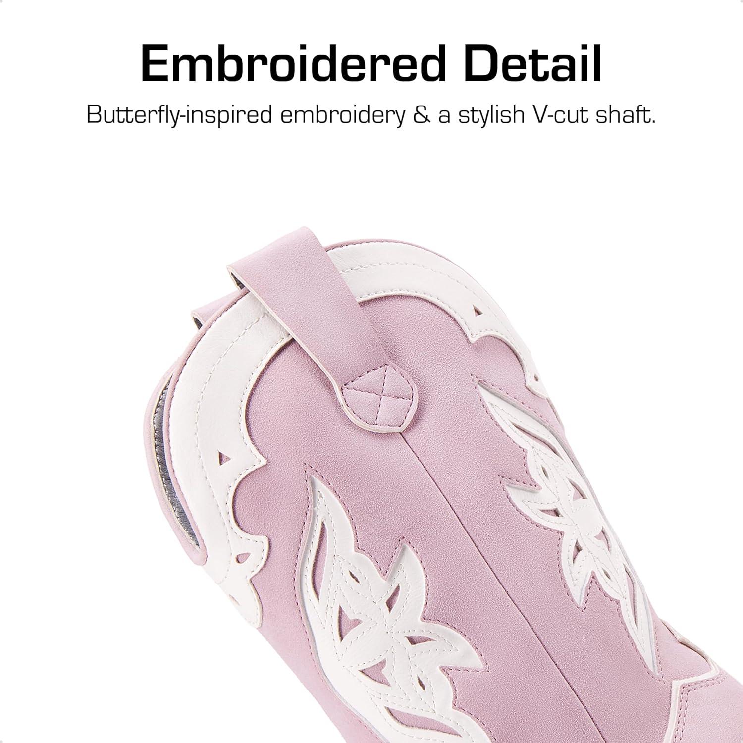 imageDREAM PAIRS Girls Cowgirl Cowboy Boots Western Fashion Mid Calf BootsLight Purple