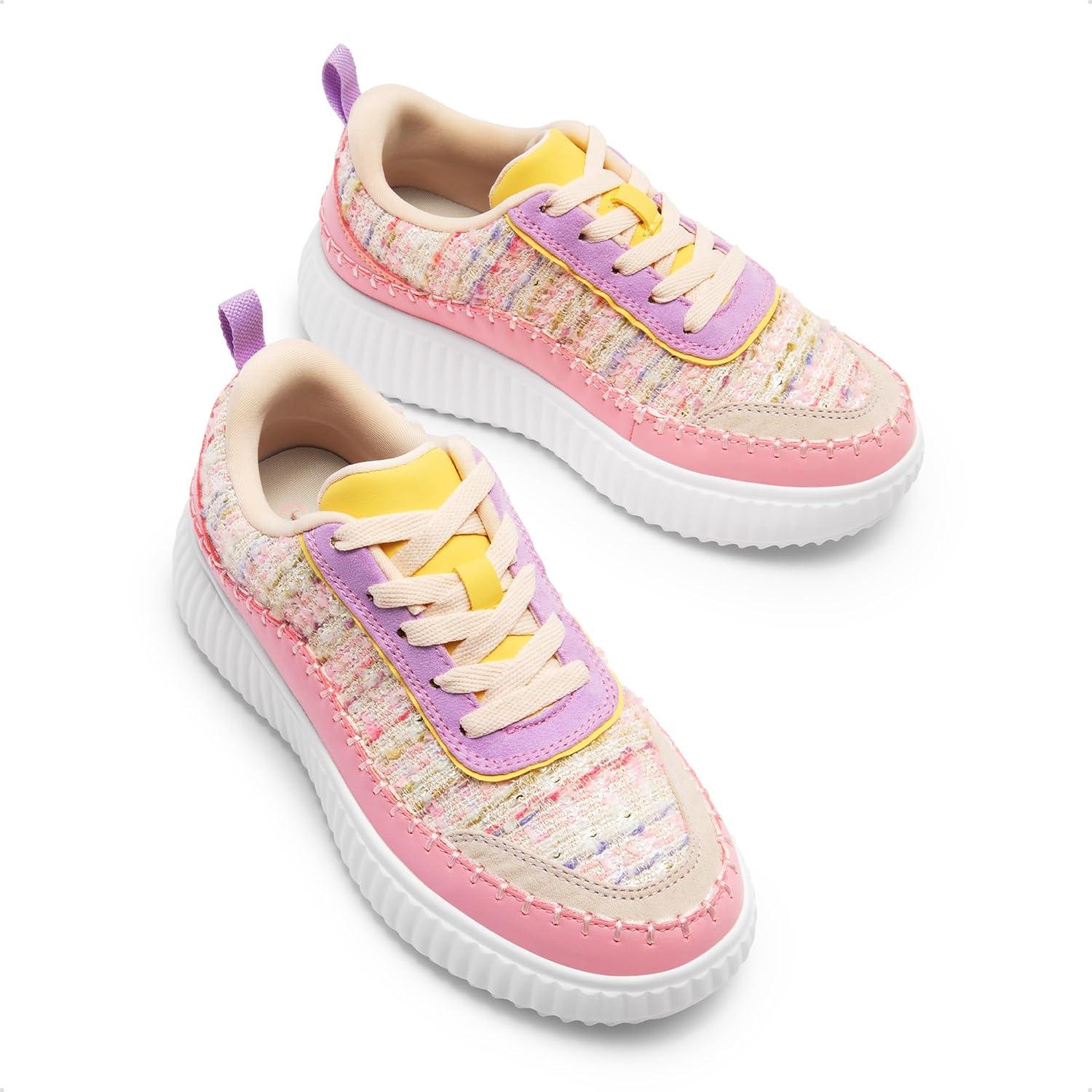 imageDREAM PAIRS Girls Fashion Sneakers Tennis Shoes Kids Platform Lightweight Lace Up Casual Walking ShoesPink