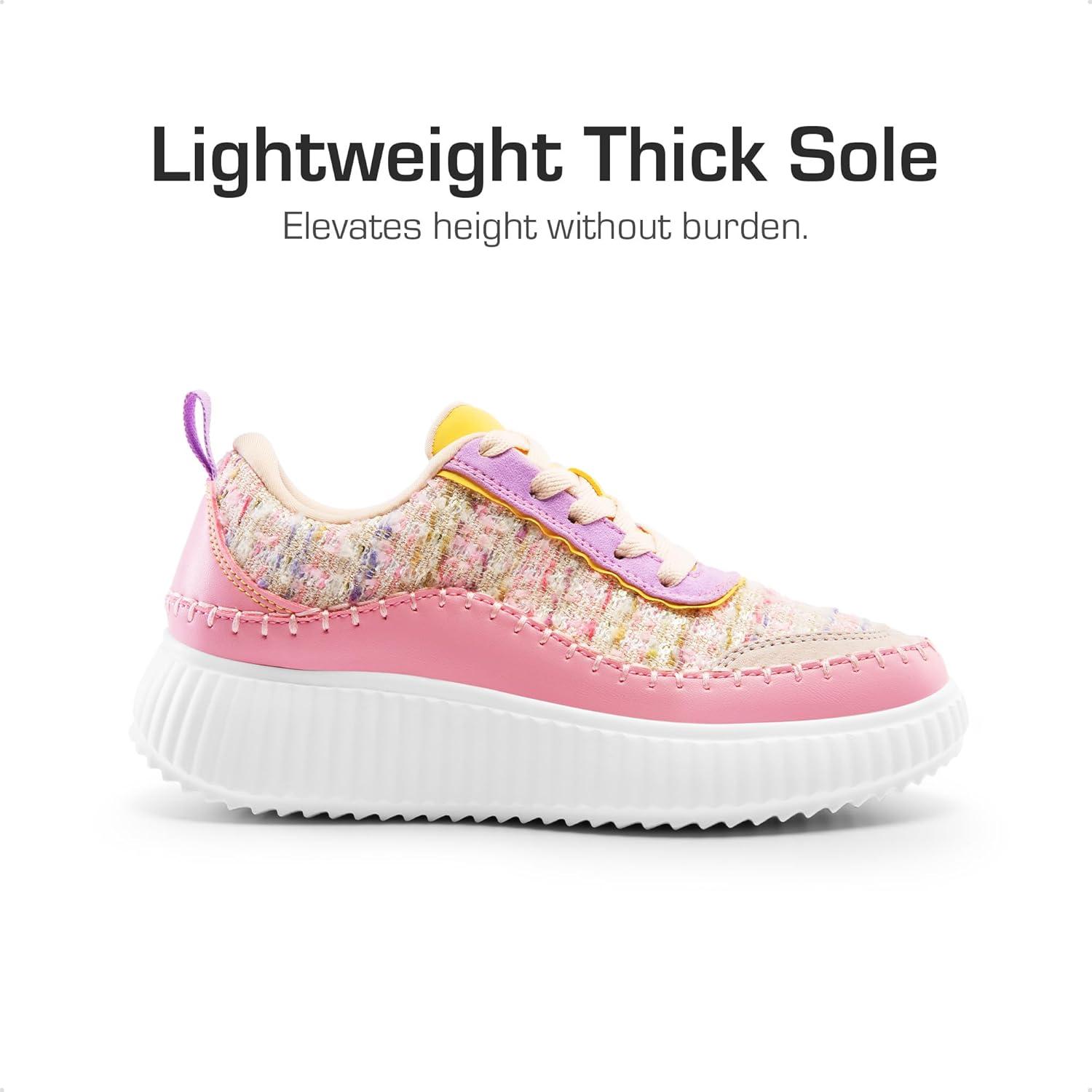 imageDREAM PAIRS Girls Fashion Sneakers Tennis Shoes Kids Platform Lightweight Lace Up Casual Walking ShoesPink