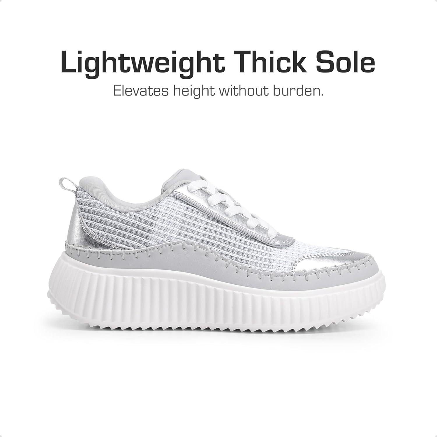 imageDREAM PAIRS Girls Fashion Sneakers Tennis Shoes Kids Platform Lightweight Lace Up Casual Walking ShoesSilver