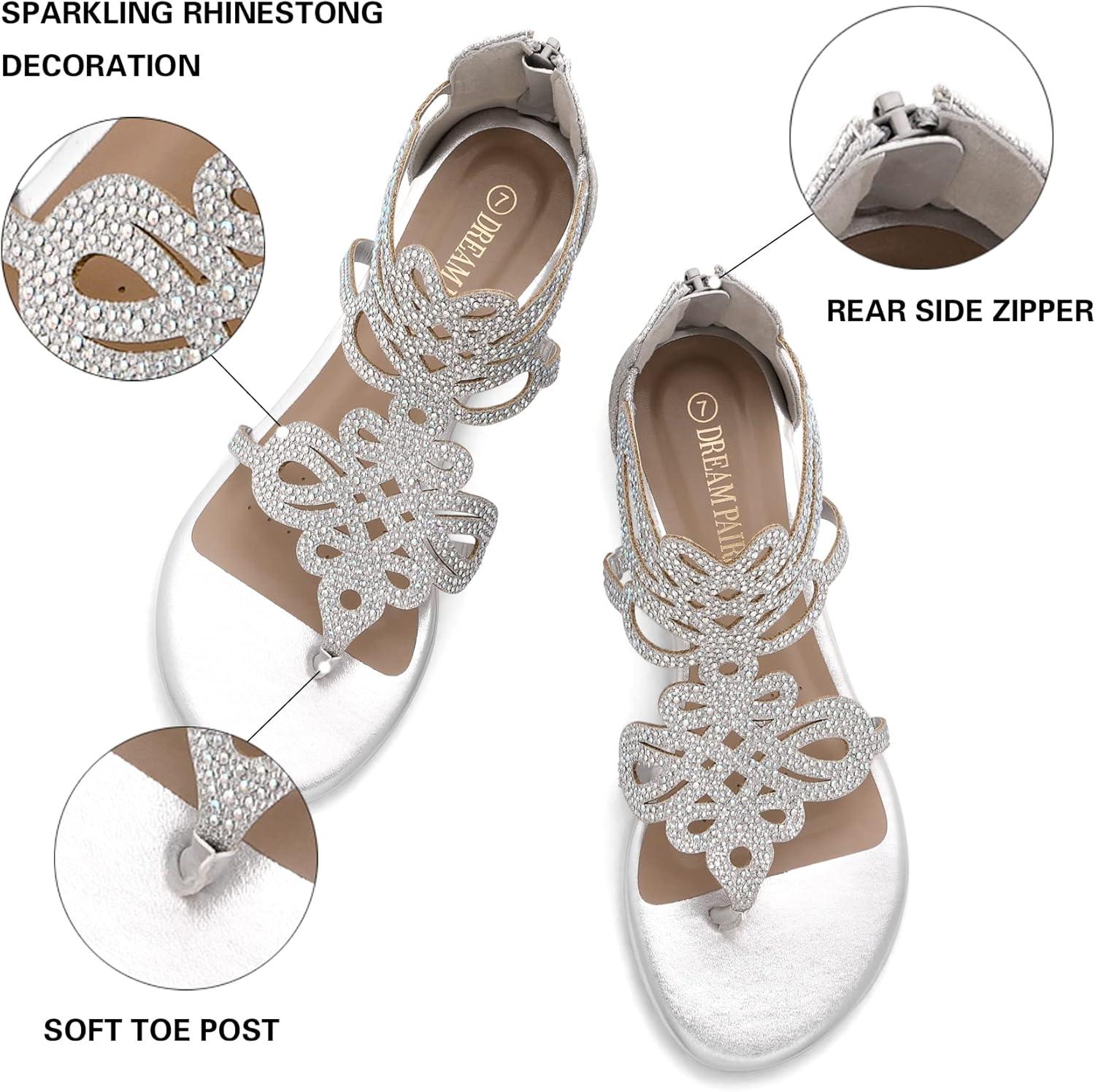 imageDREAM PAIRS Laceup Gladiator Sandals Strappy Dressy Summer Flat Sandals for Women02silver