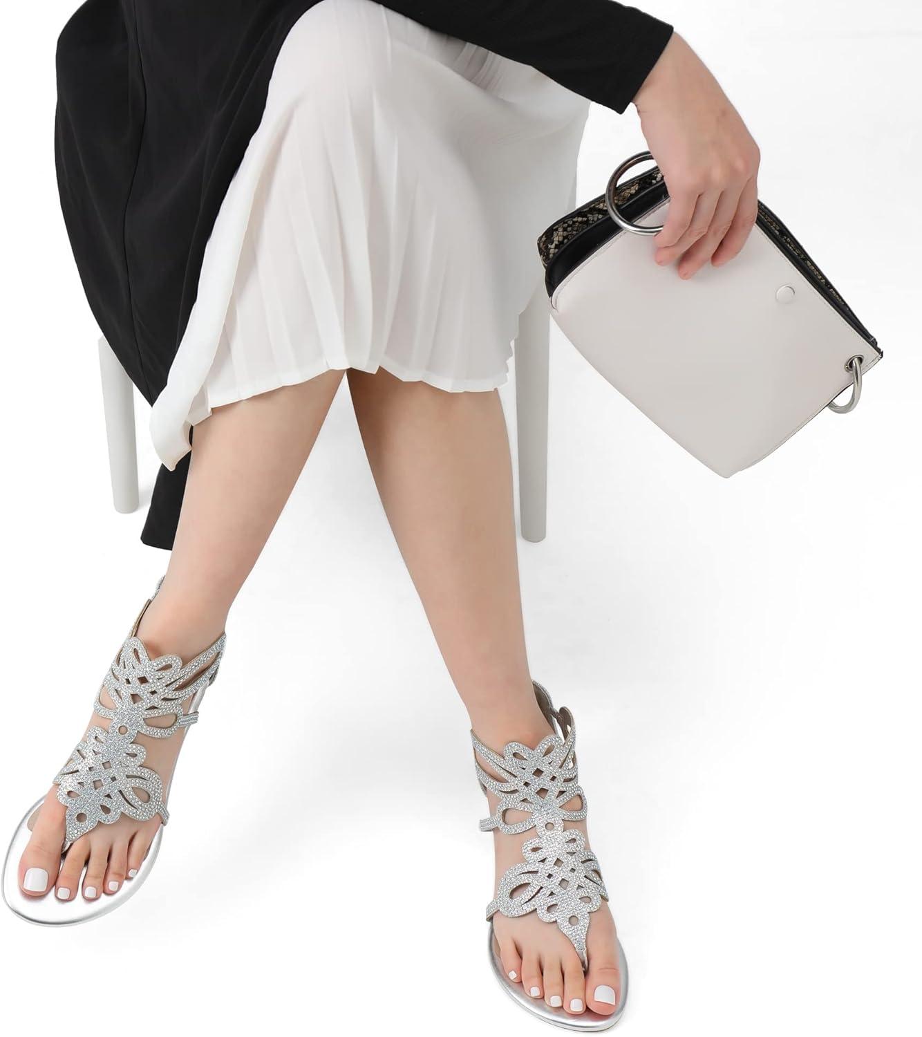 imageDREAM PAIRS Laceup Gladiator Sandals Strappy Dressy Summer Flat Sandals for Women02silver