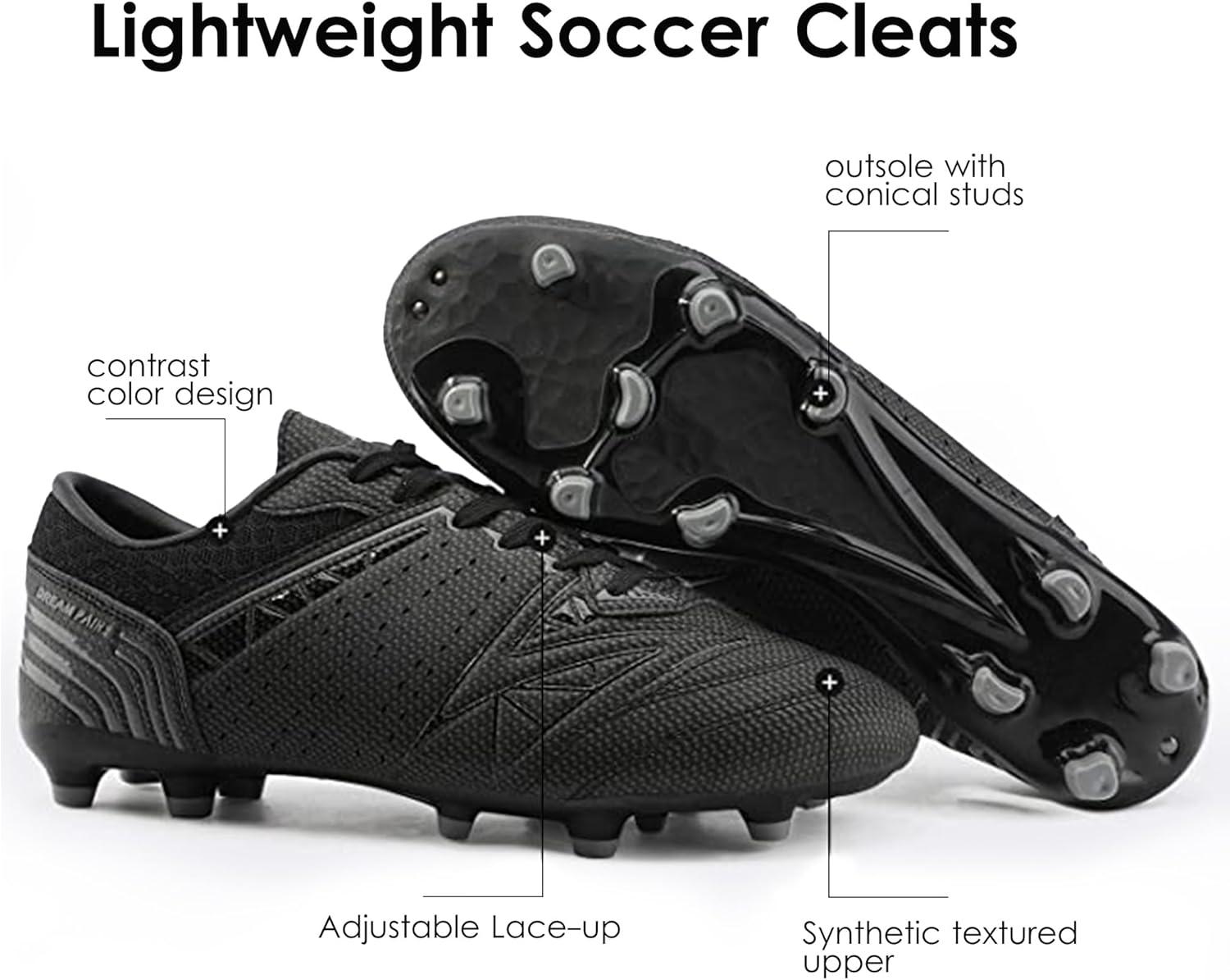imageDREAM PAIRS Mens Sport Flexible Athletic Lace Up Light Weight Outdoor Cleats Football Soccer ShoesBlackDarkGrey