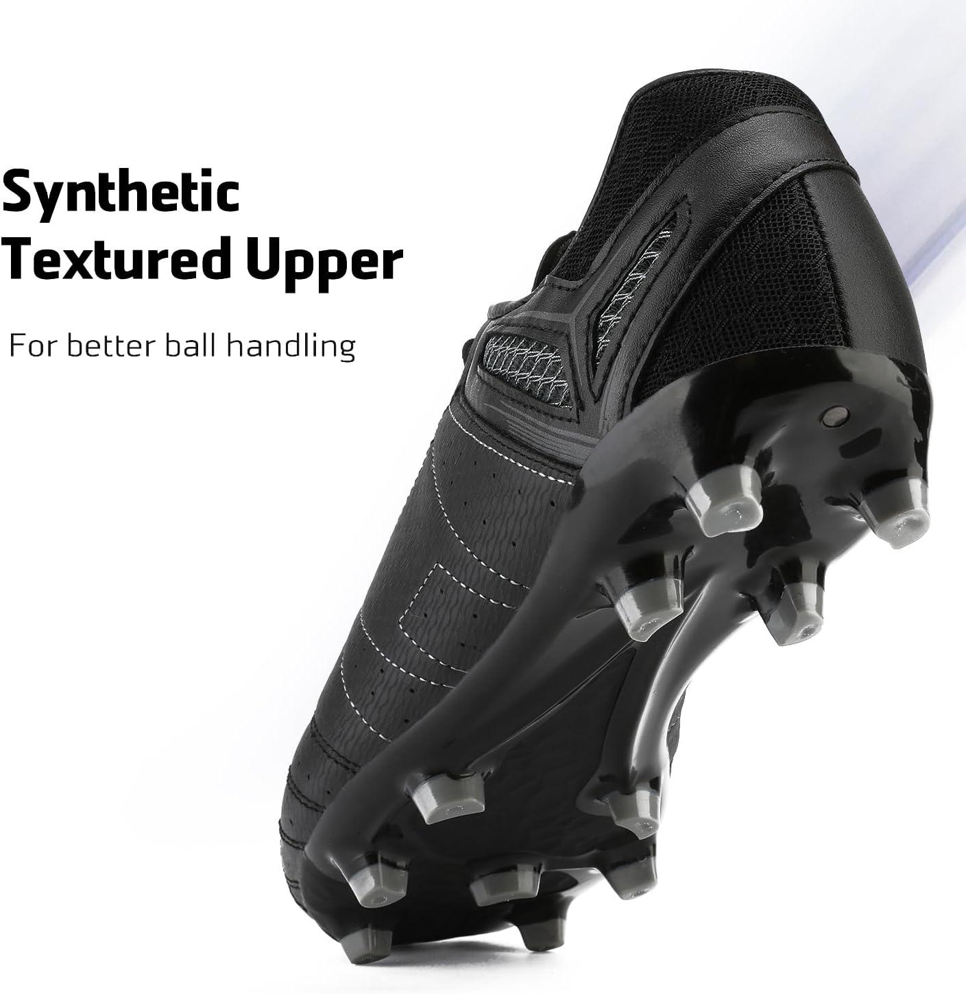 imageDREAM PAIRS Mens Sport Flexible Athletic Lace Up Light Weight Outdoor Cleats Football Soccer ShoesBlackGrey