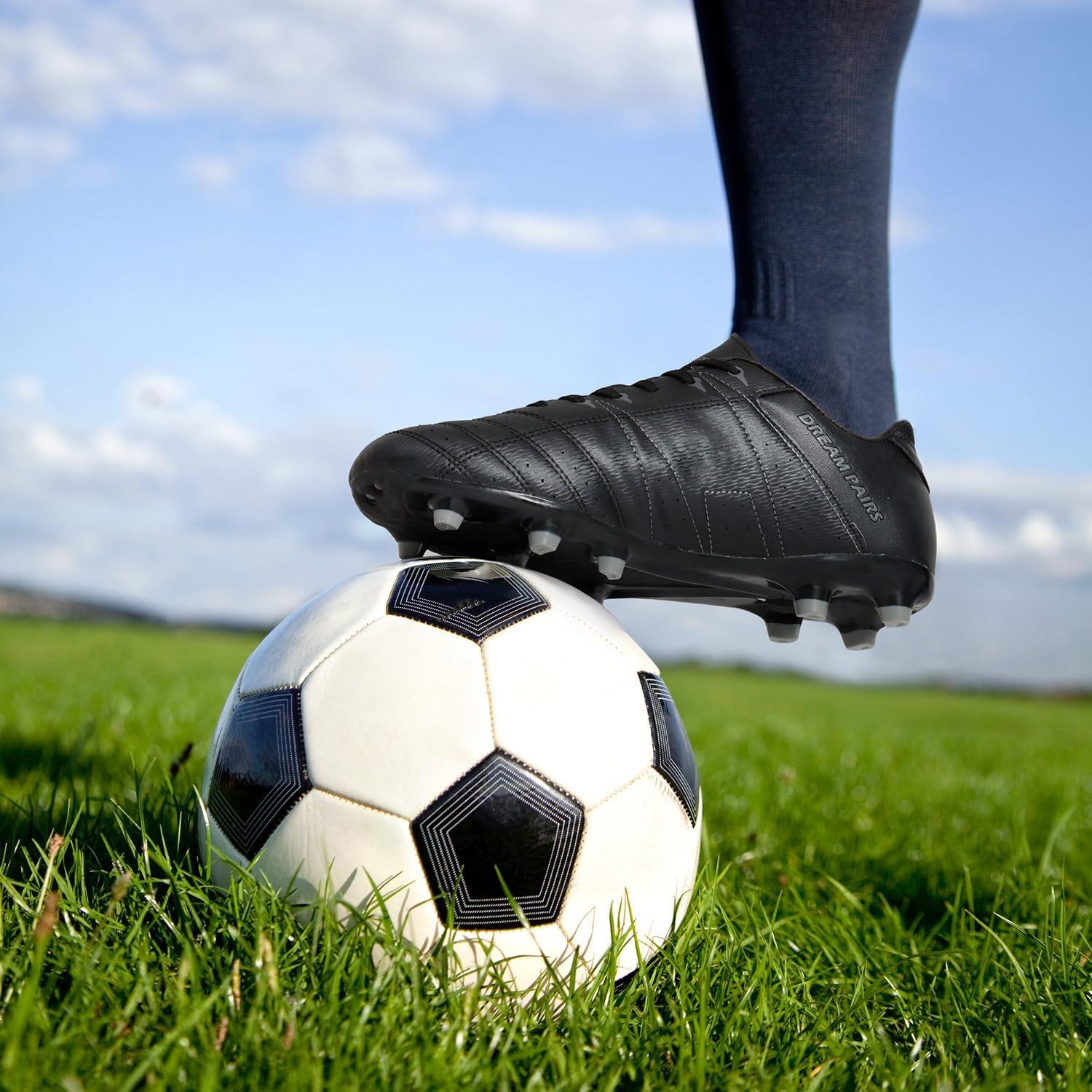 imageDREAM PAIRS Mens Sport Flexible Athletic Lace Up Light Weight Outdoor Cleats Football Soccer ShoesBlackGrey