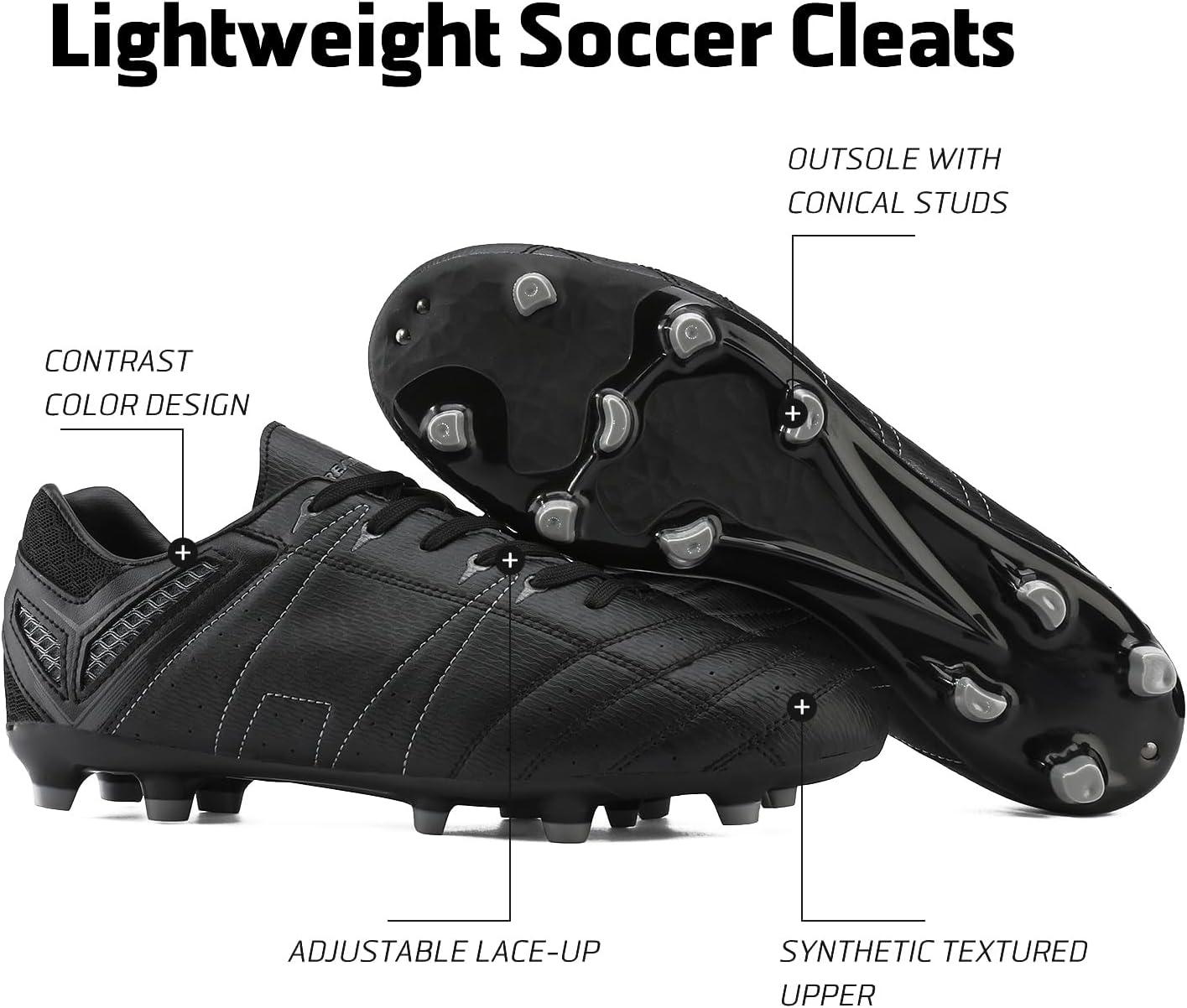 imageDREAM PAIRS Mens Sport Flexible Athletic Lace Up Light Weight Outdoor Cleats Football Soccer ShoesBlackGrey