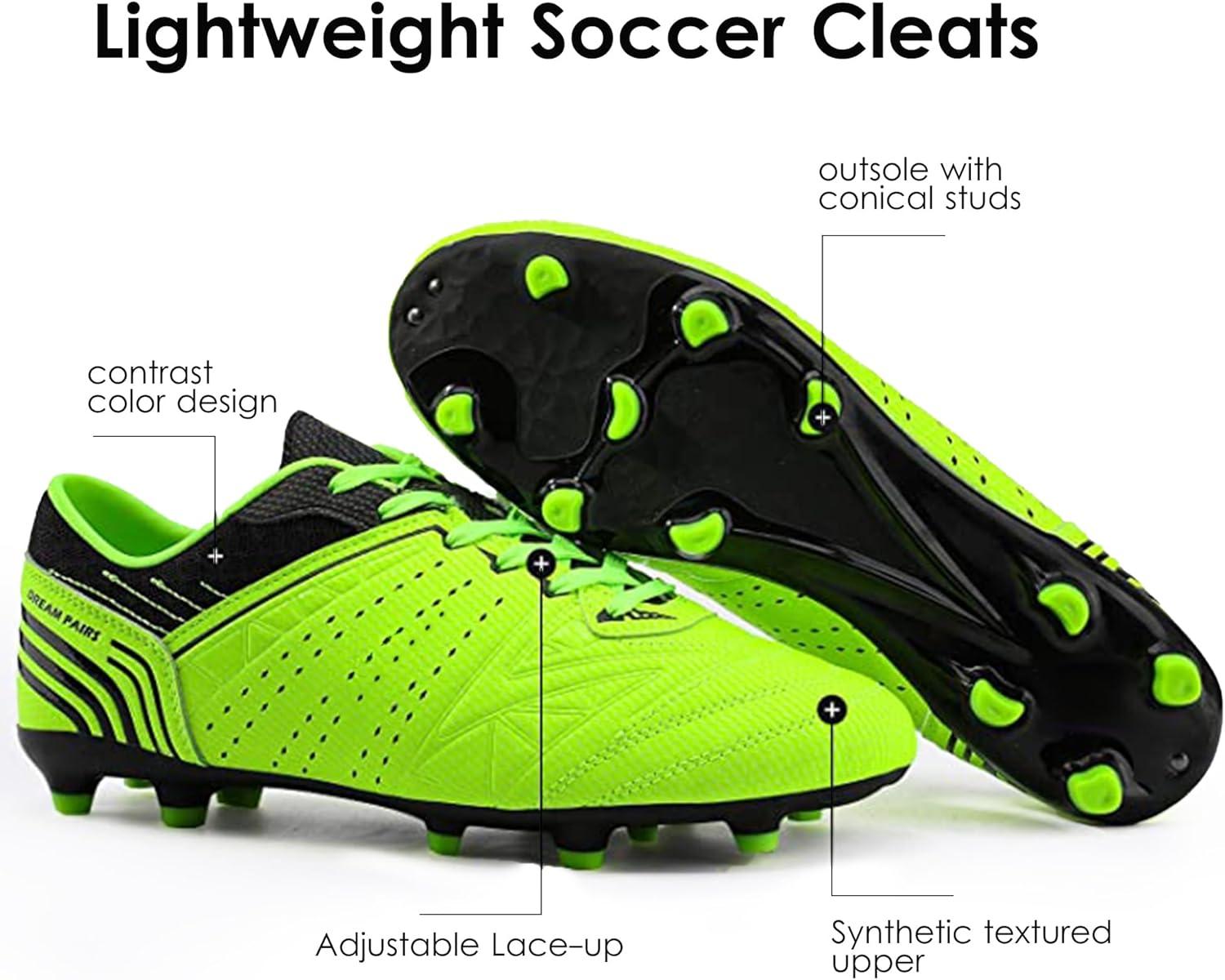 imageDREAM PAIRS Mens Sport Flexible Athletic Lace Up Light Weight Outdoor Cleats Football Soccer ShoesNeonGreenBlack