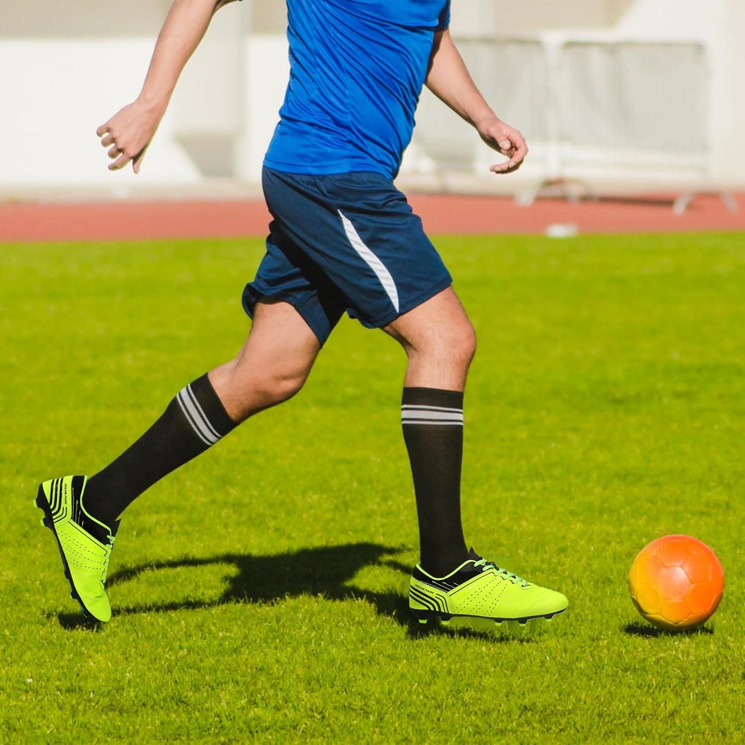 imageDREAM PAIRS Mens Sport Flexible Athletic Lace Up Light Weight Outdoor Cleats Football Soccer ShoesNeonGreenBlack