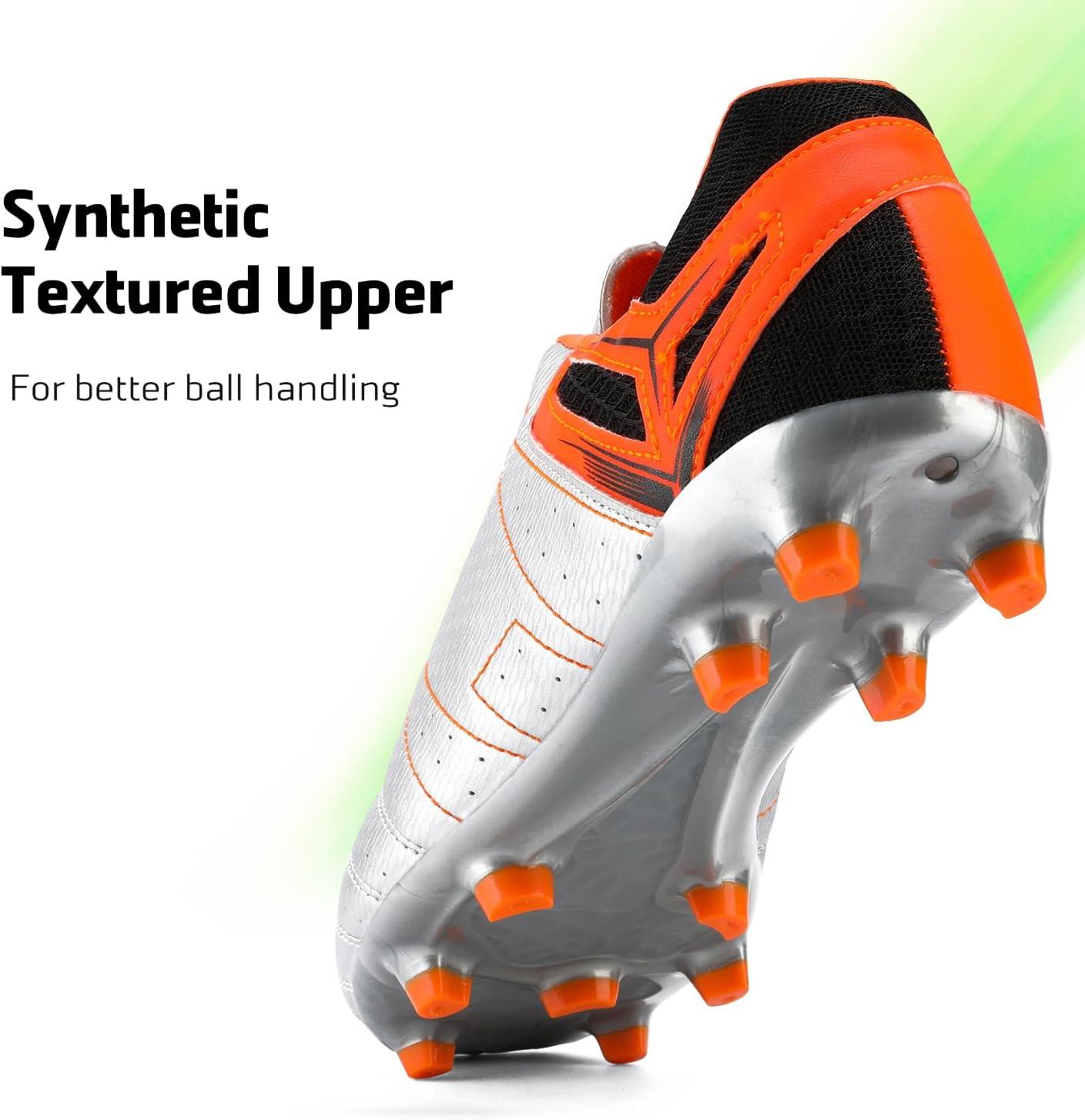 imageDREAM PAIRS Mens Sport Flexible Athletic Lace Up Light Weight Outdoor Cleats Football Soccer ShoesSilverOrangeBlack