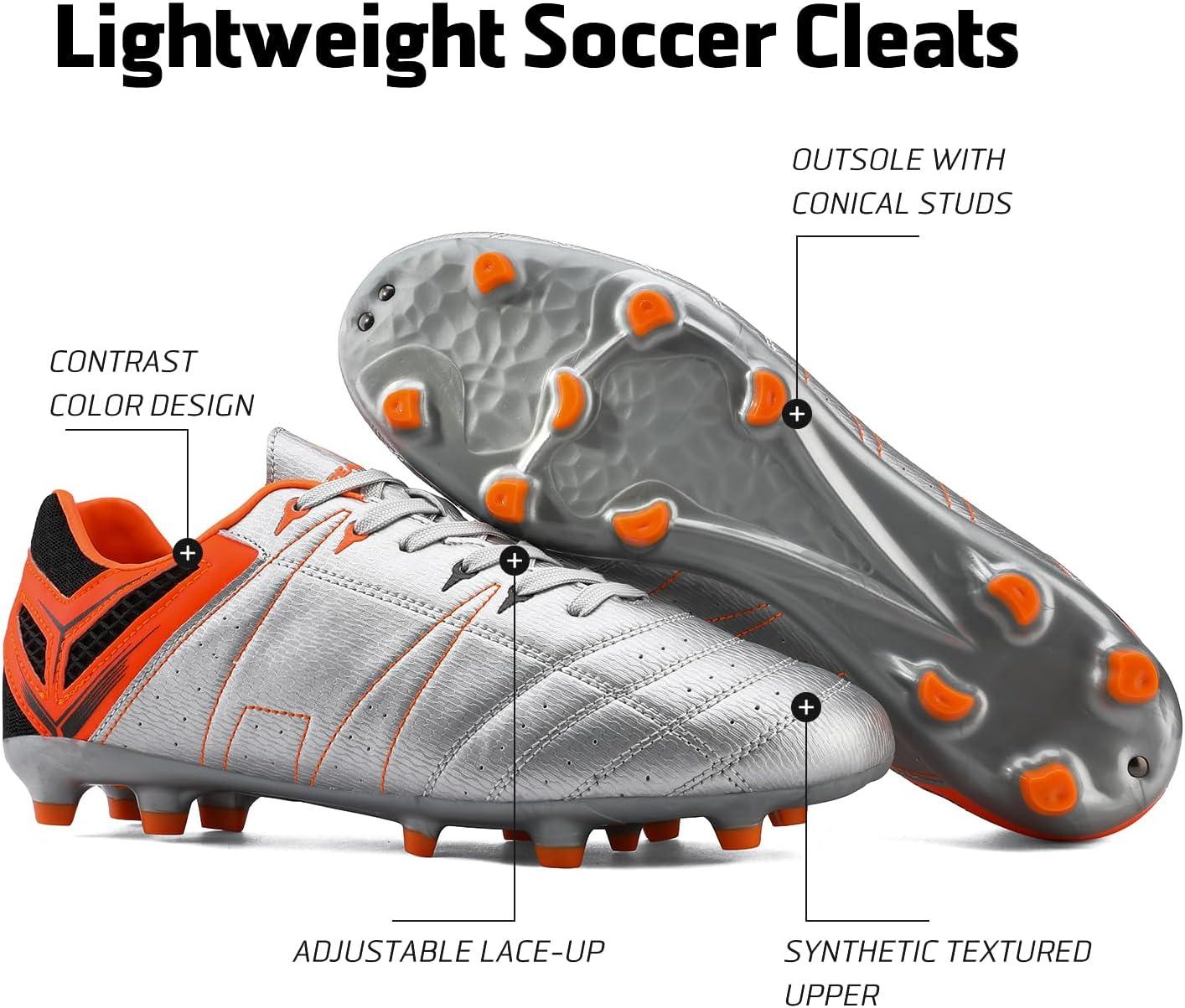 imageDREAM PAIRS Mens Sport Flexible Athletic Lace Up Light Weight Outdoor Cleats Football Soccer ShoesSilverOrangeBlack