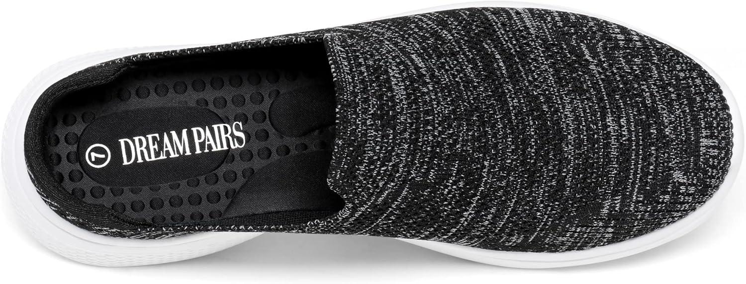 imageDREAM PAIRS Mules for Women Shoes Slip on Sneakers Knit Flats Lightweight Breathable Comfortable Walking ShoesBlackGrey