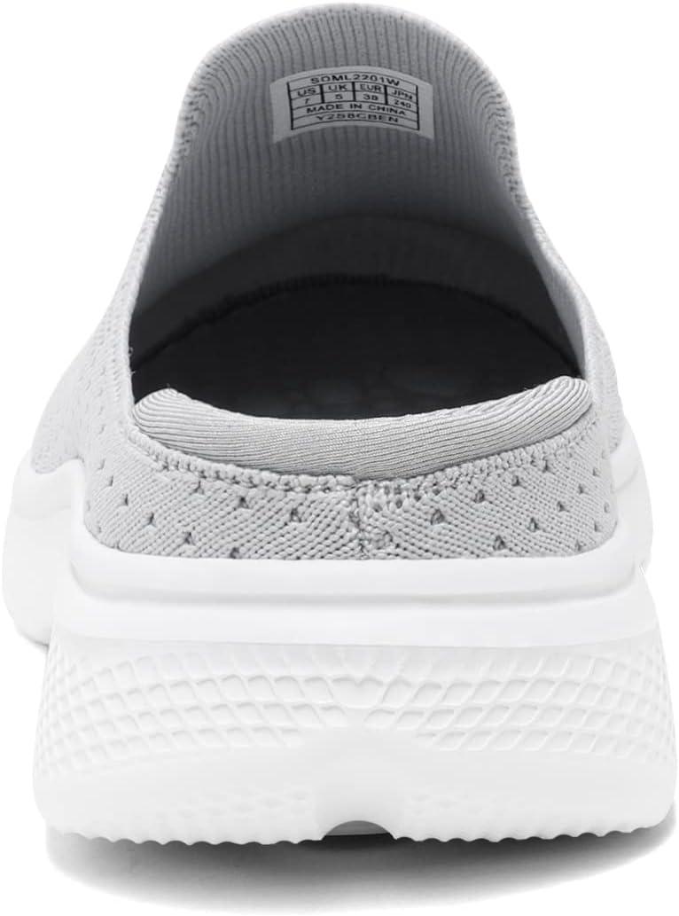 imageDREAM PAIRS Mules for Women Shoes Slip on Sneakers Knit Flats Lightweight Breathable Comfortable Walking ShoesGrey