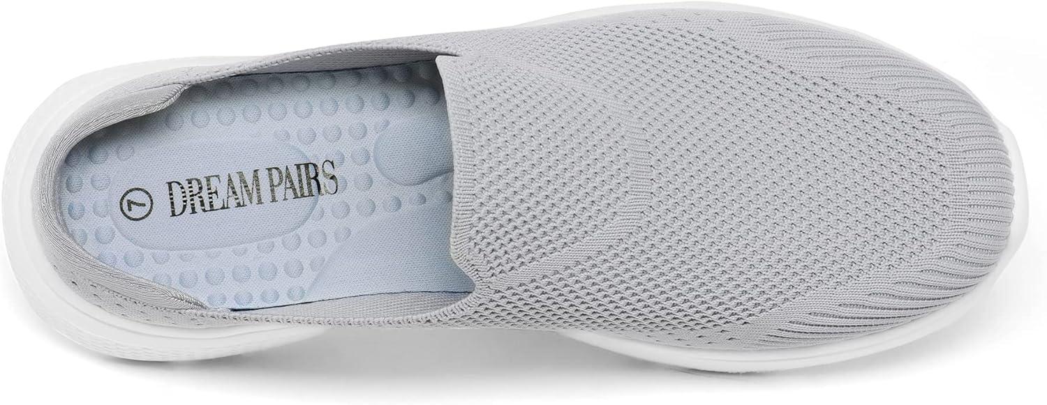 imageDREAM PAIRS Mules for Women Shoes Slip on Sneakers Knit Flats Lightweight Breathable Comfortable Walking ShoesGrey