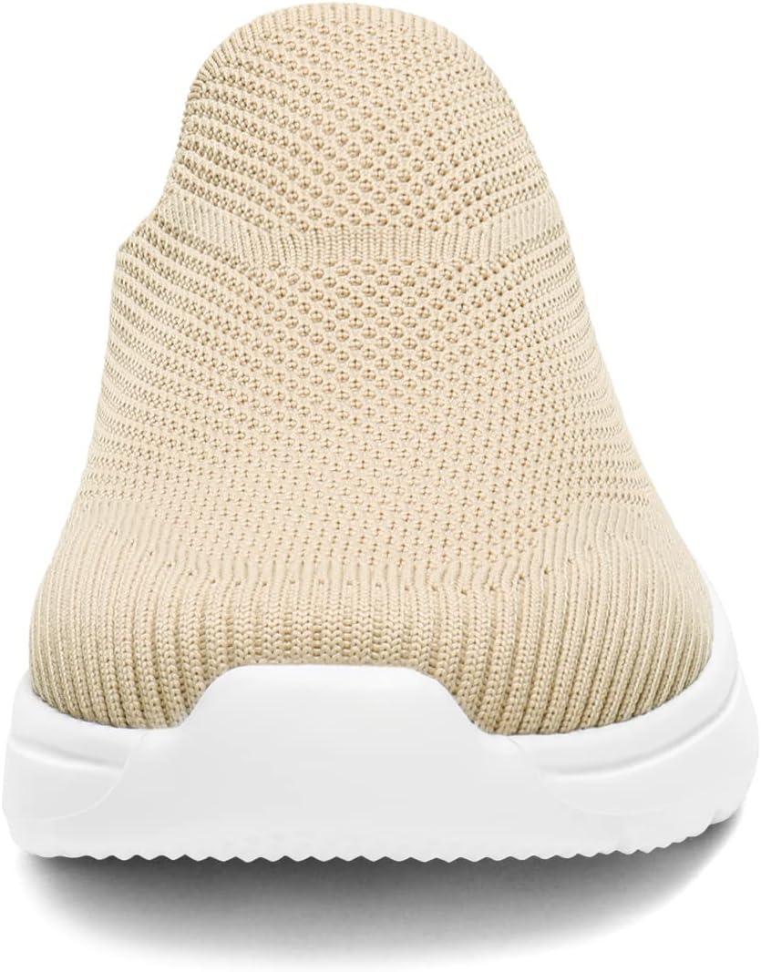 imageDREAM PAIRS Mules for Women Shoes Slip on Sneakers Knit Flats Lightweight Breathable Comfortable Walking ShoesNude