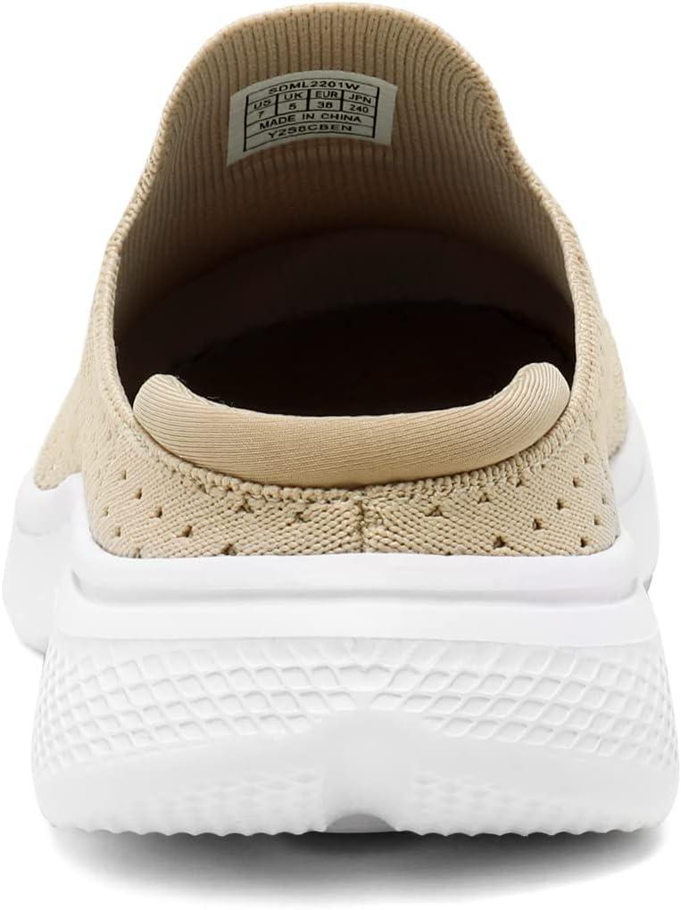 imageDREAM PAIRS Mules for Women Shoes Slip on Sneakers Knit Flats Lightweight Breathable Comfortable Walking ShoesNude