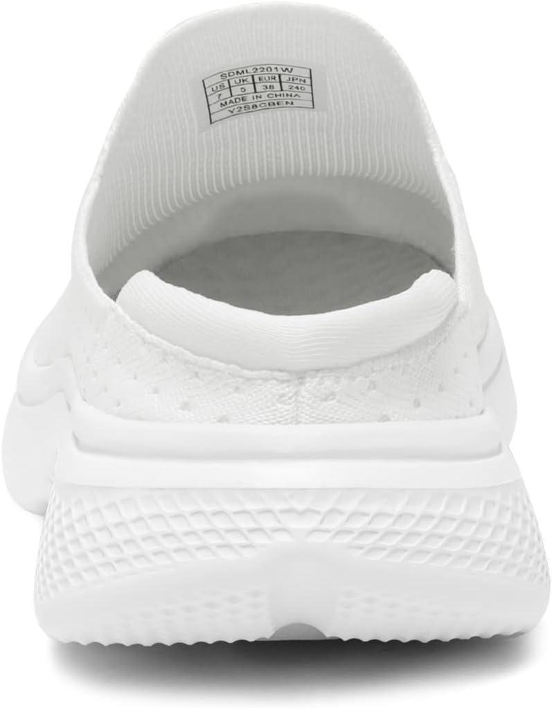 imageDREAM PAIRS Mules for Women Shoes Slip on Sneakers Knit Flats Lightweight Breathable Comfortable Walking ShoesWhite