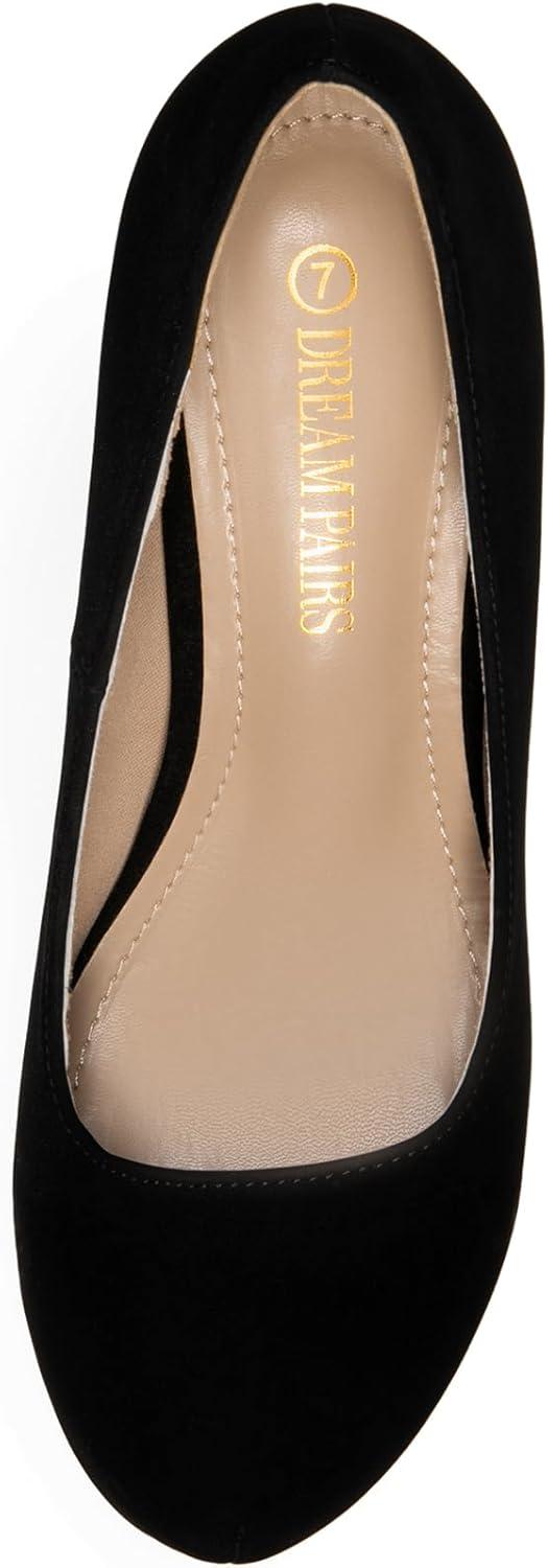 imageDREAM PAIRS Tiffany Womens Classic Elegant Versatile Low Stiletto Heel Dress Platform Pumps ShoesBlackNubuck