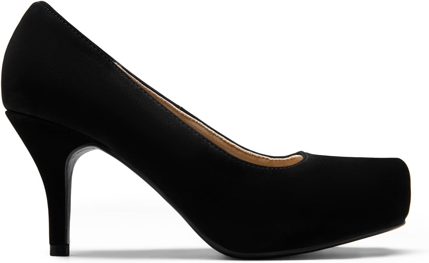 imageDREAM PAIRS Tiffany Womens Classic Elegant Versatile Low Stiletto Heel Dress Platform Pumps ShoesBlackNubuck