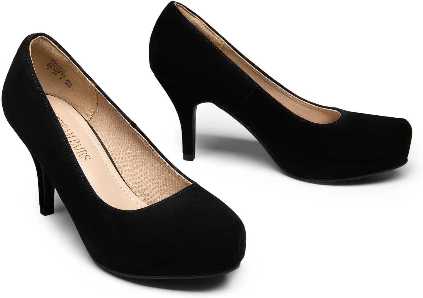 imageDREAM PAIRS Tiffany Womens Classic Elegant Versatile Low Stiletto Heel Dress Platform Pumps ShoesBlackNubuck