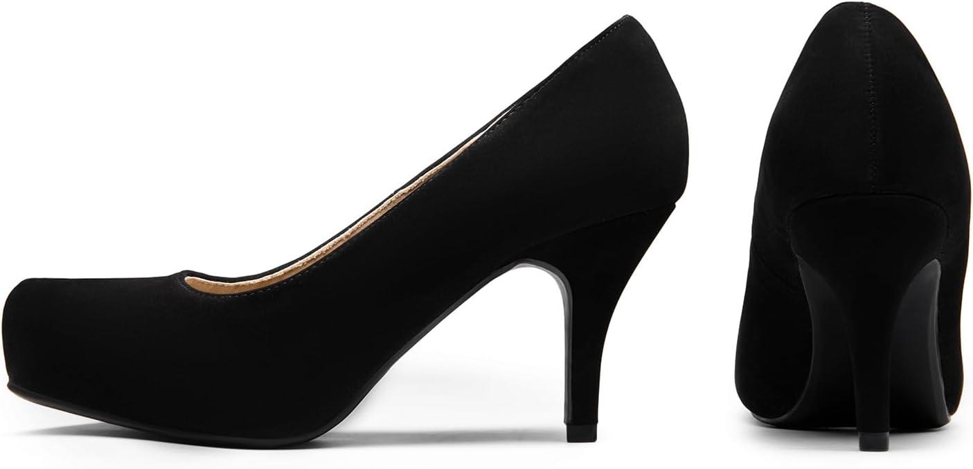 imageDREAM PAIRS Tiffany Womens Classic Elegant Versatile Low Stiletto Heel Dress Platform Pumps ShoesBlackNubuck
