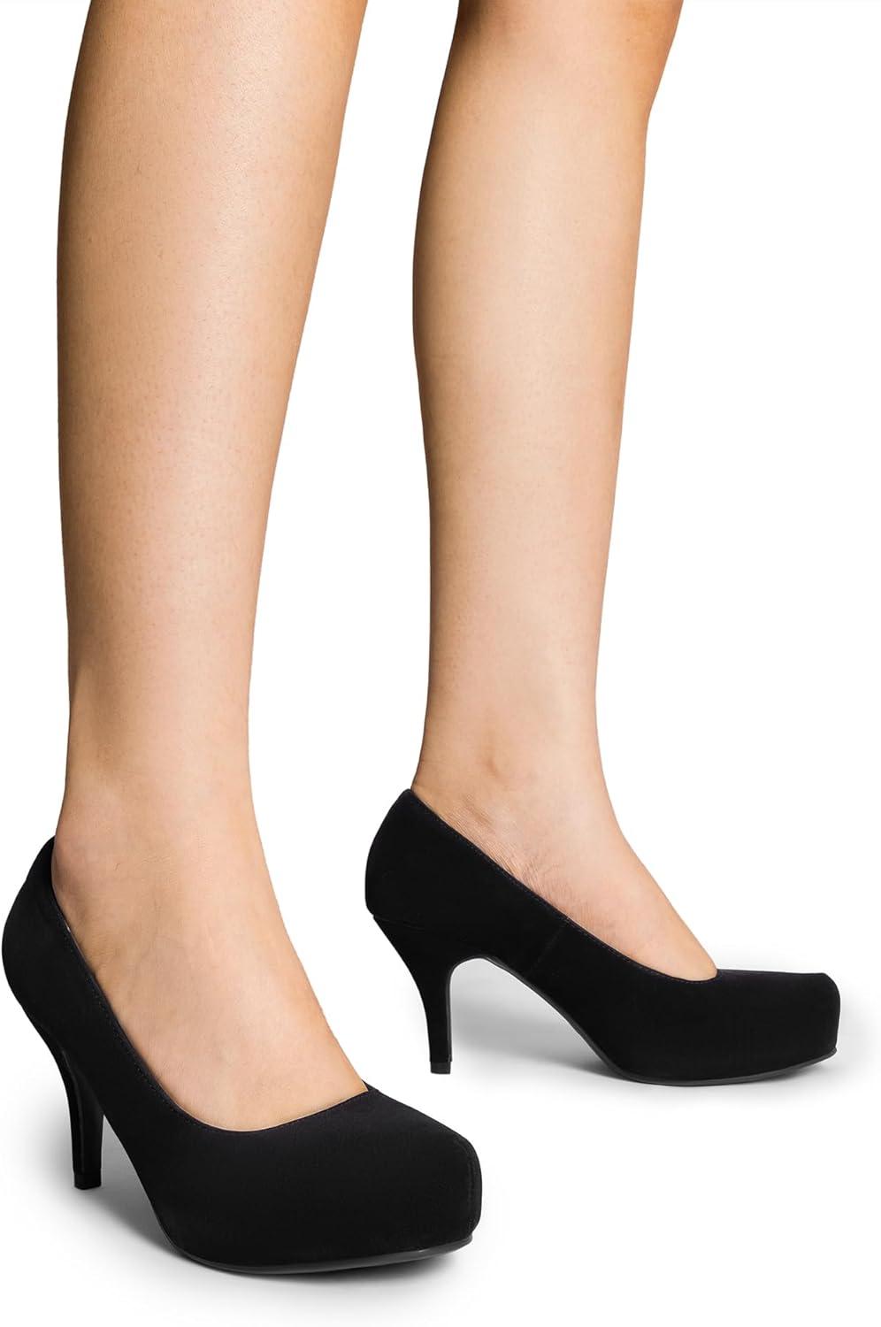 imageDREAM PAIRS Tiffany Womens Classic Elegant Versatile Low Stiletto Heel Dress Platform Pumps ShoesBlackNubuck