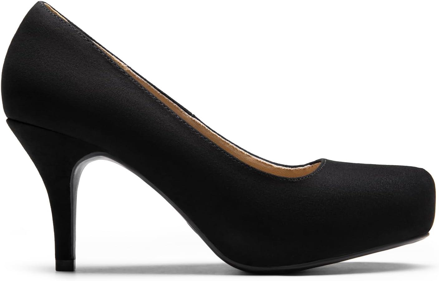 imageDREAM PAIRS Tiffany Womens Classic Elegant Versatile Low Stiletto Heel Dress Platform Pumps ShoesBlackSuede